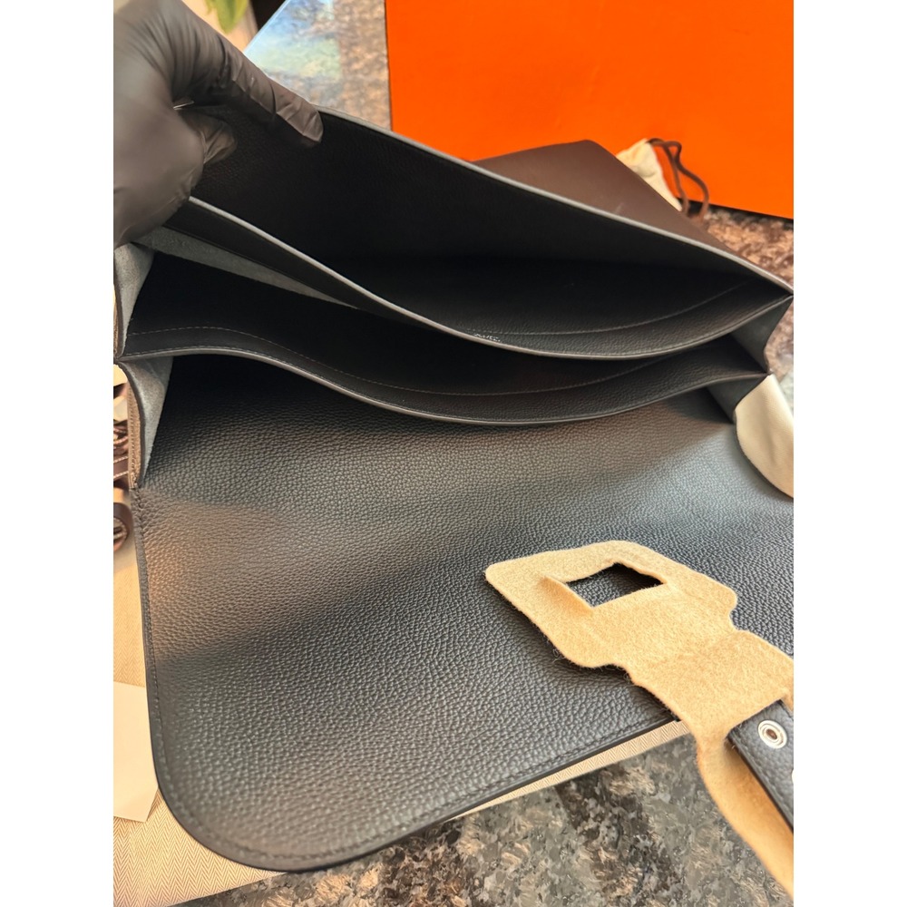 Hermes Sac a Depeches 38 Briefcase Black Togo Leather Palladium Hardware Bag New - Picture 13 of 16